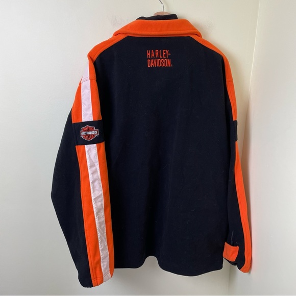 Harley-Davidson Orange & Black Thick Fleece Jacket SZ XL - Picture 10 of 11